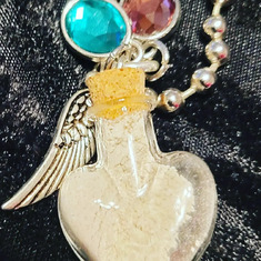❣️In remembrance of my baby brother we created memorial keepsakes with his ashes,our  birthstones and an angel wing Miss & Love U Forever! ❤️