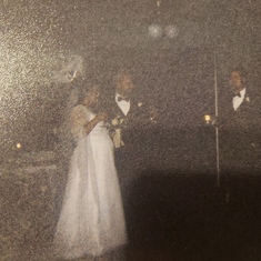 Making a toast at his sister's wedding,  Sept 2002