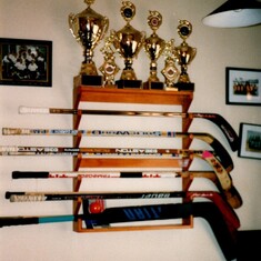 Marga's hockey stick rack, a source of pride for Marga