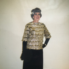 Margaret all dressed up as a member of the Gold Diggers. She was introduced at the start of our perf