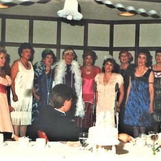 Marg with the Gold Diggers singing at the LAUX / Cole Wedding (July 1987)