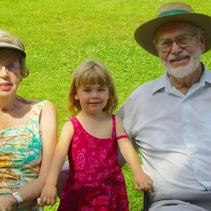 Molly with Grandma and Grandpa at Lake Windermere.
