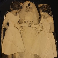 Mum and Aunty Carol on Mum's wedding day 25/02/1961
