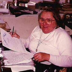 Margaret hard at work 1986