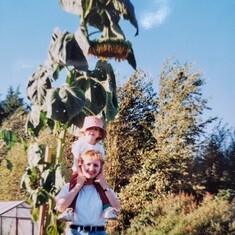 With Allie at the garden plot - 1997