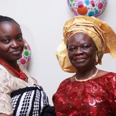 DR(MRS) Margaret  Omotowa  with her daughter Atinuke  and grand daughter on 70th birthday in Aberdeen Scotland in 2014