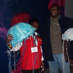 Dr (MRS) OMOTOWA as a Docent, with a child, at the Museum of Idaho in the USA