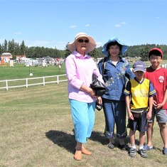 with her sister Monica and grand nephews at the Edmonton Equine Centre 2009 July