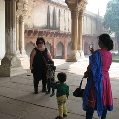 At the fort in Agra, India- everyone in India was fascinated with her