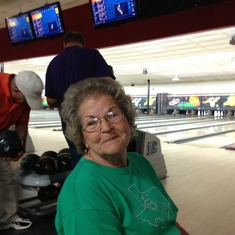 Monday Night Bowling with her team mates - Tom Berry Roy Harding Audra LaFitte