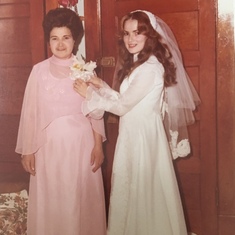 My beautiful Angel Mamma in Pink with my older sister on her wedding day...