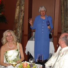Shirley speaks to the newly weds