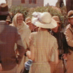 Pia (in white hat) in film 'Lion of the Desert', 1981