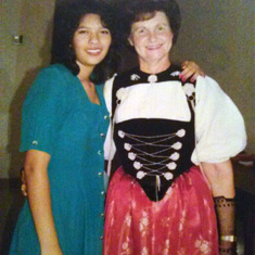 Maria and Juanita Morales during the Swiss Singing festival in Oregon around 1992.
