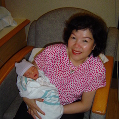 Grandmom welcoming Taft to the family at the hospital - July 27, 2005