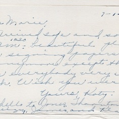 A note from Lucille 'Katy' Kaltefleiter   January 1945