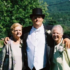 Me (Kevin Willey), Aunt, and My Gram (Irene Willey) at my Wedding in Waterbury, VT  August 06, 2005