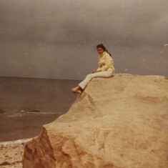 Marie hanging out on a giant boulder on Long Island.