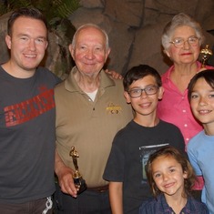 Grandma Marilyn and Grandpa Doc with all their grandchildren 3/17/2014. Anaheim, CA.
