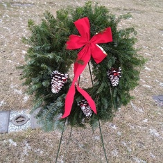 Christmas Wreath on Mom's headstone