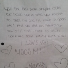 Letter from Marissa to me