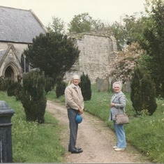 Mama and Uncle Bud at the church in Lowthorpe, England