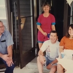 Marj with Cousins Tom and George (+George's wife Fran)  -  1993
