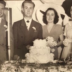 June 1, 1949, l-r:  Jim Corcoran, Ed Corcoran, Marjorie Dalferes Corcoran, Rose Dalferes McDermott