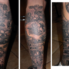 Different views of hs tattooed legs
