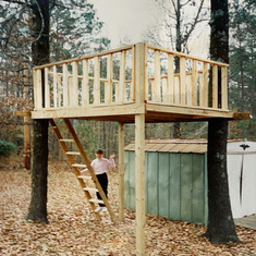 Dad built Jennie a tree house at the house in Arkansas. It was a beloved place to play with friends.