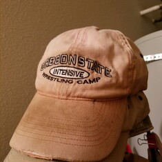 2008 OSU Intensive Wrestling Camp Hat - One of Dad's favorites and he would wear it working out in the shop, even 11 years later (August 2019)