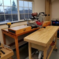 Designed and built by hand work shop bench / table (December 2019)