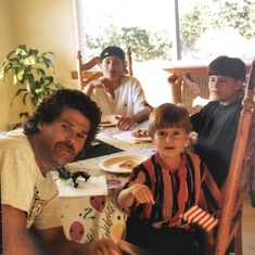 With his nephews, Alex, Chris and Nick