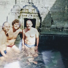 Temple hot springs (men's side) in Vashisht, Himachal Pradesh, India. With friends Vimal and Lenny.