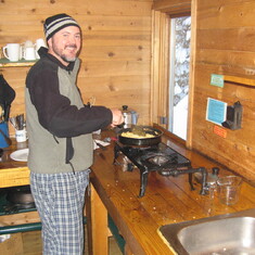 Making breakfast at Betty Bear Hut, Feb 4 2007