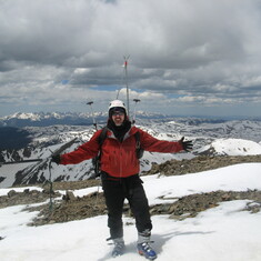 about to ski off the summit of Torreys Peak, Jun 9 2007