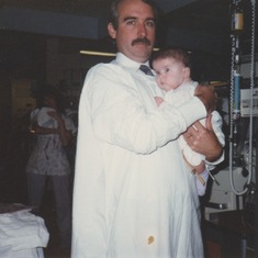 Dad with Maya while she was in the hospital,  10-1987