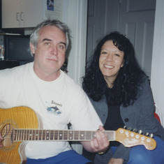 Mark brought more music to the Vista House, here with Rocío at breakfast! 2002.
