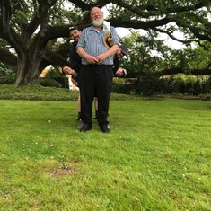 Practicing with self-timer in New Orleans during his 60th birthday weekend