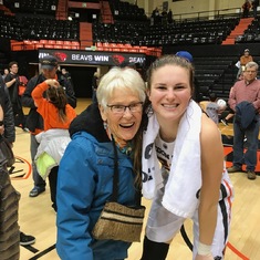 Mom with OSU's Kat Tudor after a 2018 game we attended.