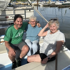 Bob and Sally with Marolyn during her final season of sailing, 2019.
