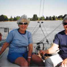 Another sailing picture - training Shelly to handle the tiller.