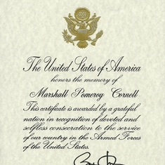 Presidential Memorial Certificate for Dad's service to our country.