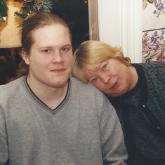 Martha with her beloved son Ross at Christmastime, 1996.
