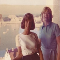 Martha with her good friend Kathy in Portugal, 1976