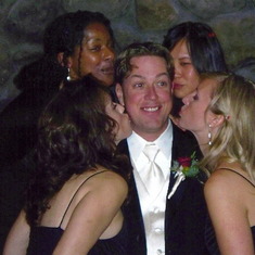 Rashell and the girls kiss Eric, the groom!