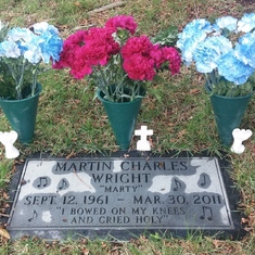 Memorial Marker & flowers