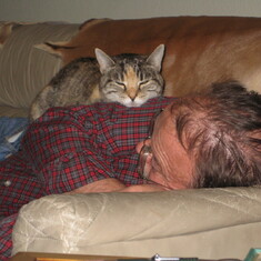 12/25/2009: Martin with Teddy taking a nap on Christmas Day.