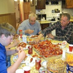 Marty and friends eating crawdads.  Happy #53 Birthday Marty!