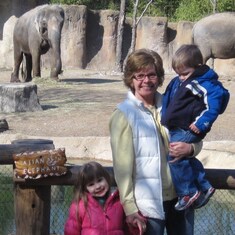 Grama Chuck with Bella and Carson at the St. Louis zoo   2013